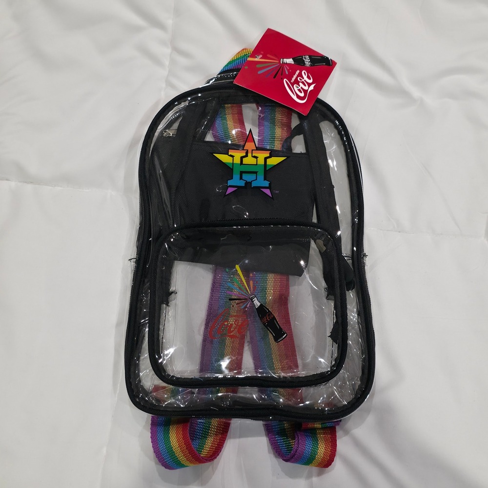 Houston Astros Coca-Cola Pride Clear Mini Backpack Rainbow Straps Stadium Bag